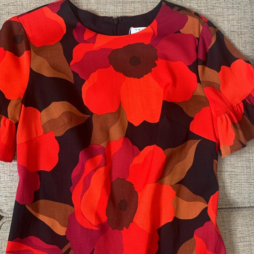 NWT TRINA TURK Floral Darling Dress Red Multi, Size 2 - Picture 5 of 9